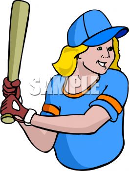 264x350 Girl Baseball Player Up To Bat