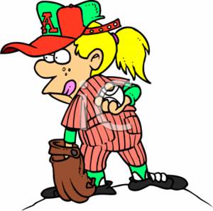 300x297 Cute Clipart Cartoon Of A Girl Pitching For A Baseball Team