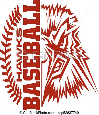 404x470 Hawks Baseball Team Design With Stitches And Half Mascot