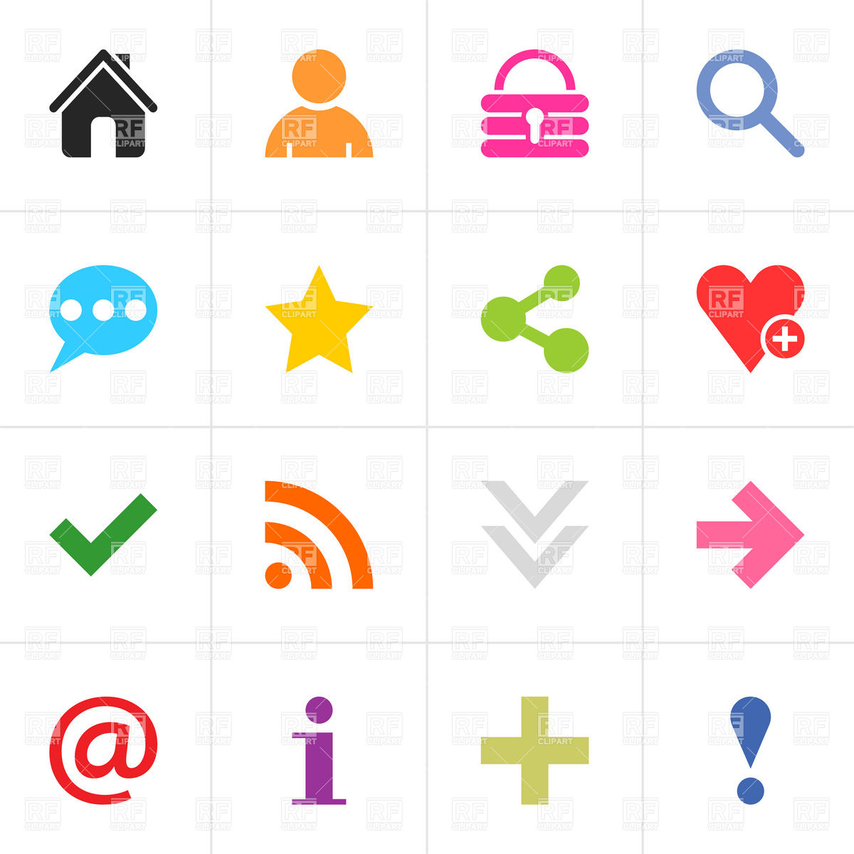 1200x1200 Simple Basic Website Icons Royalty Free Vector Clip Art Image