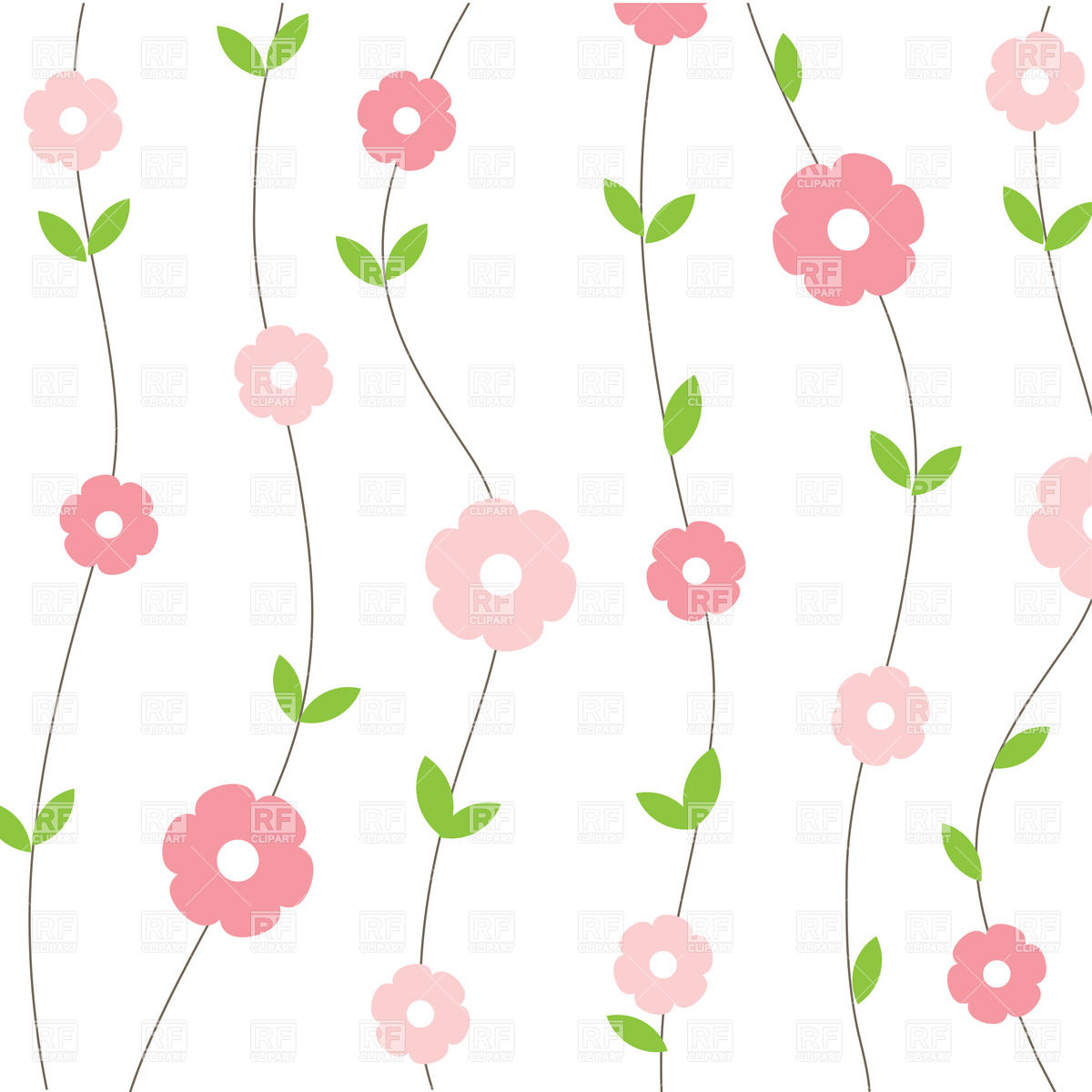1200x1200 Floral Seamless Background With Cartoon Simple Flowers Royalty