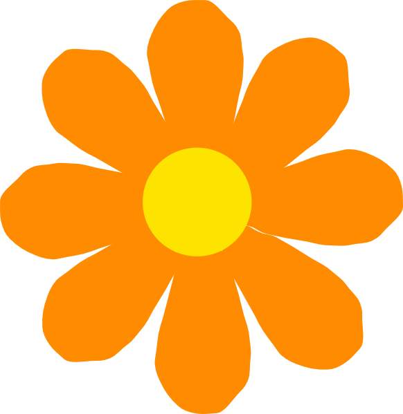 582x599 Bright Orange Flower Clip Art