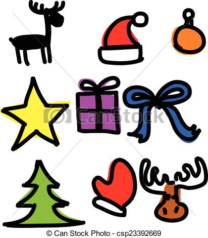 412x470 Christmas Objects Collection Cartoon Simple Shapes . Clip Art