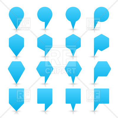400x400 Simple Blue Blank Map Markers Of Different Shapes Royalty Free