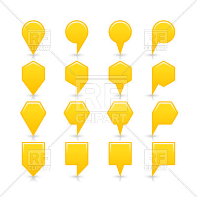 400x400 Yellow Blank Map Markers With Heads Of Different Shapes Royalty
