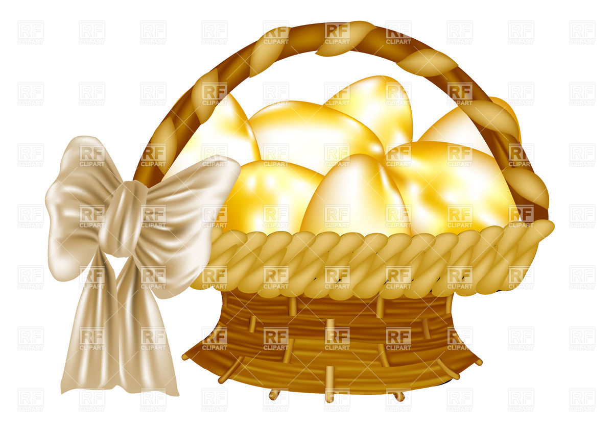 1200x849 Easter Basket With Golden Eggs Royalty Free Vector Clip Art Image