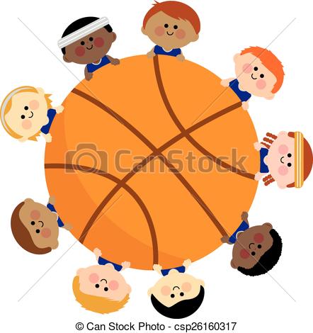 442x470 Basketball And Kids Team. Vector Illustration Of A Vector Clip