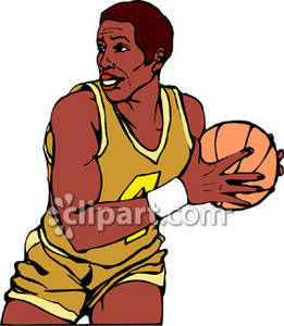 261x300 Clipart Image Of A Black Basketball Player Holding The Ball