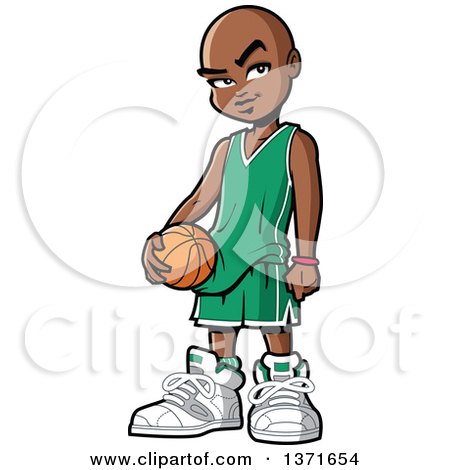 450x470 Clipart Of A Happy Black Boy Dribbling A Basketball