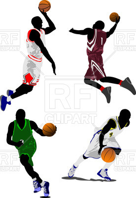 276x400 Colorful Silhouettes Of Basketball Players Royalty Free Vector