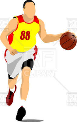253x400 Silhouette Of Running Basketball Players With Ball Royalty Free