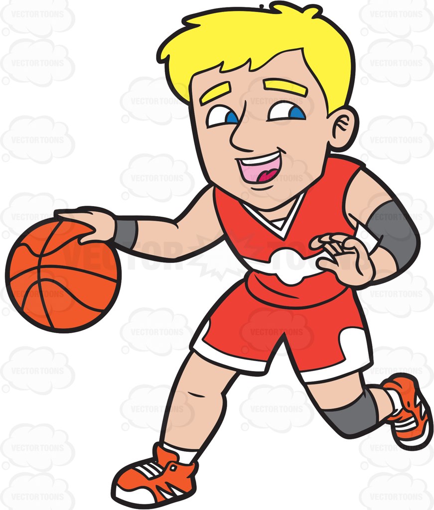 871x1024 A Happy Male Basketball Player Dribbling A Ball Cartoon Clipart