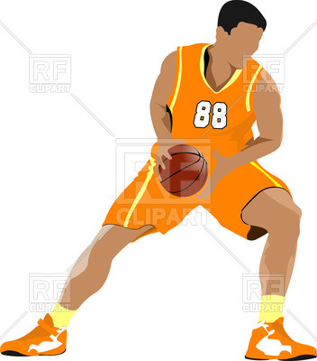 352x400 Basketball Player In Position Royalty Free Vector Clip Art Image