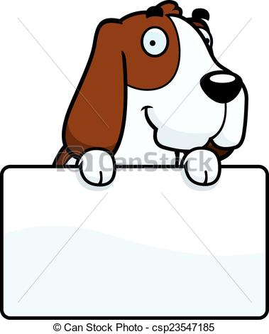 379x470 Cartoon Basset Hound Sign. A Cartoon Illustration Of A Vector