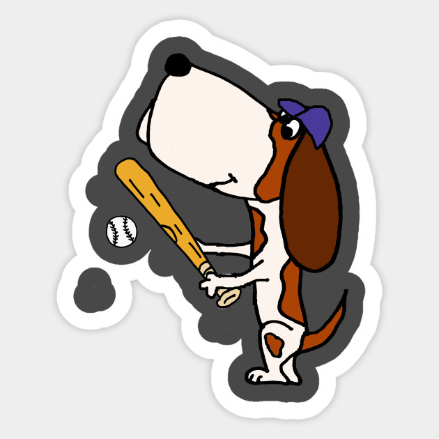 630x630 Funny Basset Hound Dog Playing Baseball