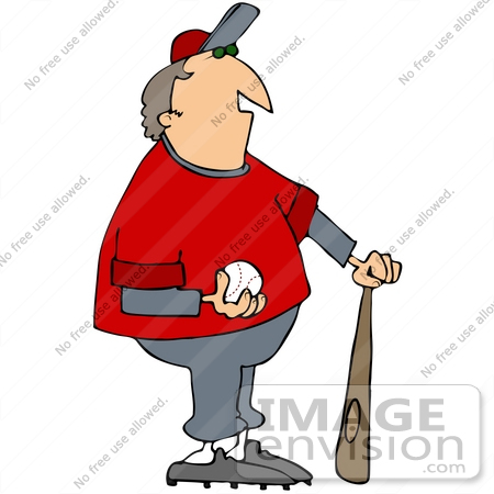 450x450 Clip Art Graphic Of A Baseball Coach With A Ball And Bat