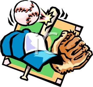 300x282 Clip Art Image A Baseball And Bat With A Hat
