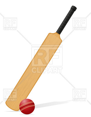 311x400 Cricket Bat With Ball Royalty Free Vector Clip Art Image