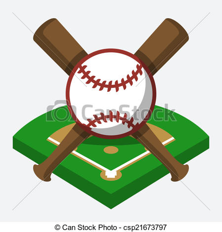 450x470 Vector Baseball Field, Ball, And Bat Composition Eps Vectors