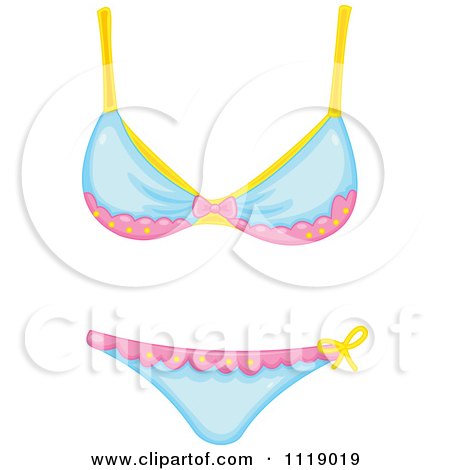 450x470 Cartoon Of Pink Yellow And Blue Bikini
