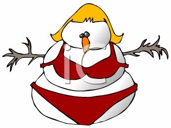 350x263 Royalty Free Clip Art Image Snow Woman Wearing A Bathing Suit