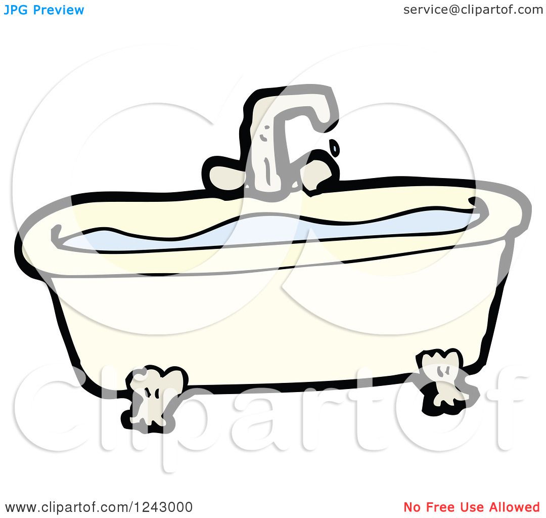 1080x1024 Clipart Of A Bath Tub Full Of Water