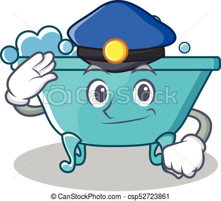 450x409 Police Bathtub Character Cartoon Style Vector Illustration Clip