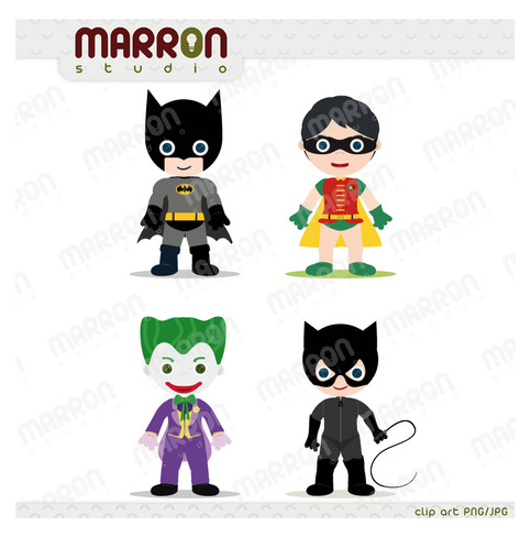 483x488 Marron Studio Super Heroe Inspired Set Batman, Robin, Joker