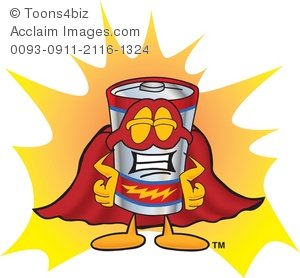 300x278 Clipart Cartoon Battery Super Hero