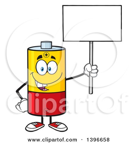 450x470 Clipart Of A Cartoon Battery Character Mascot Holding Up A Blank