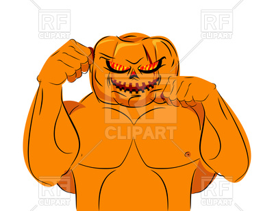 400x308 Strong Pumpkin Fighter Ready For Battle. Halloween. Royalty Free