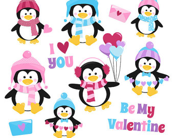 340x270 Penguin Valentine Clip Art Digital Clipart Valentine