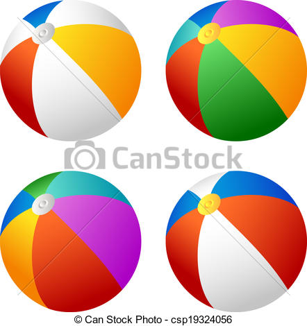 442x470 Beach Ball Set. Set Of Beach Balls For Your Design. Clipart Vector