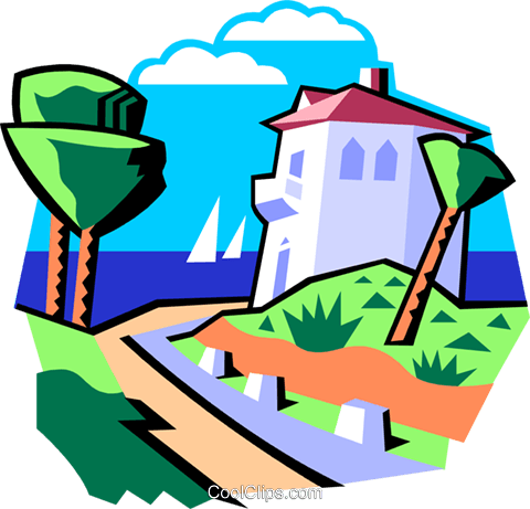 480x461 Beach House Royalty Free Vector Clip Art Illustration Natu0858