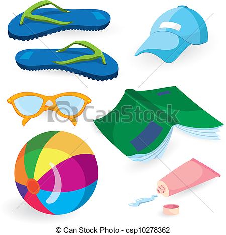 450x467 Beach Fun Items Isolated On White Background Vector Clip Art