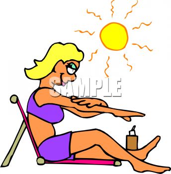 344x350 People Tanning On The Beach Scene Clipart