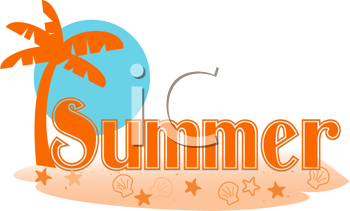 350x211 Royalty Free Clipart Image Of Seasonal Summer Type With A Beach