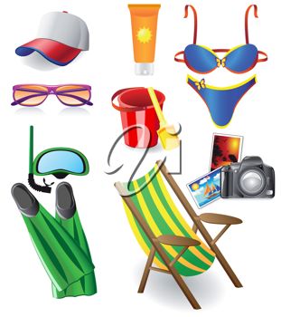 311x350 Clip Art Illustration Of Beach Themed Objects