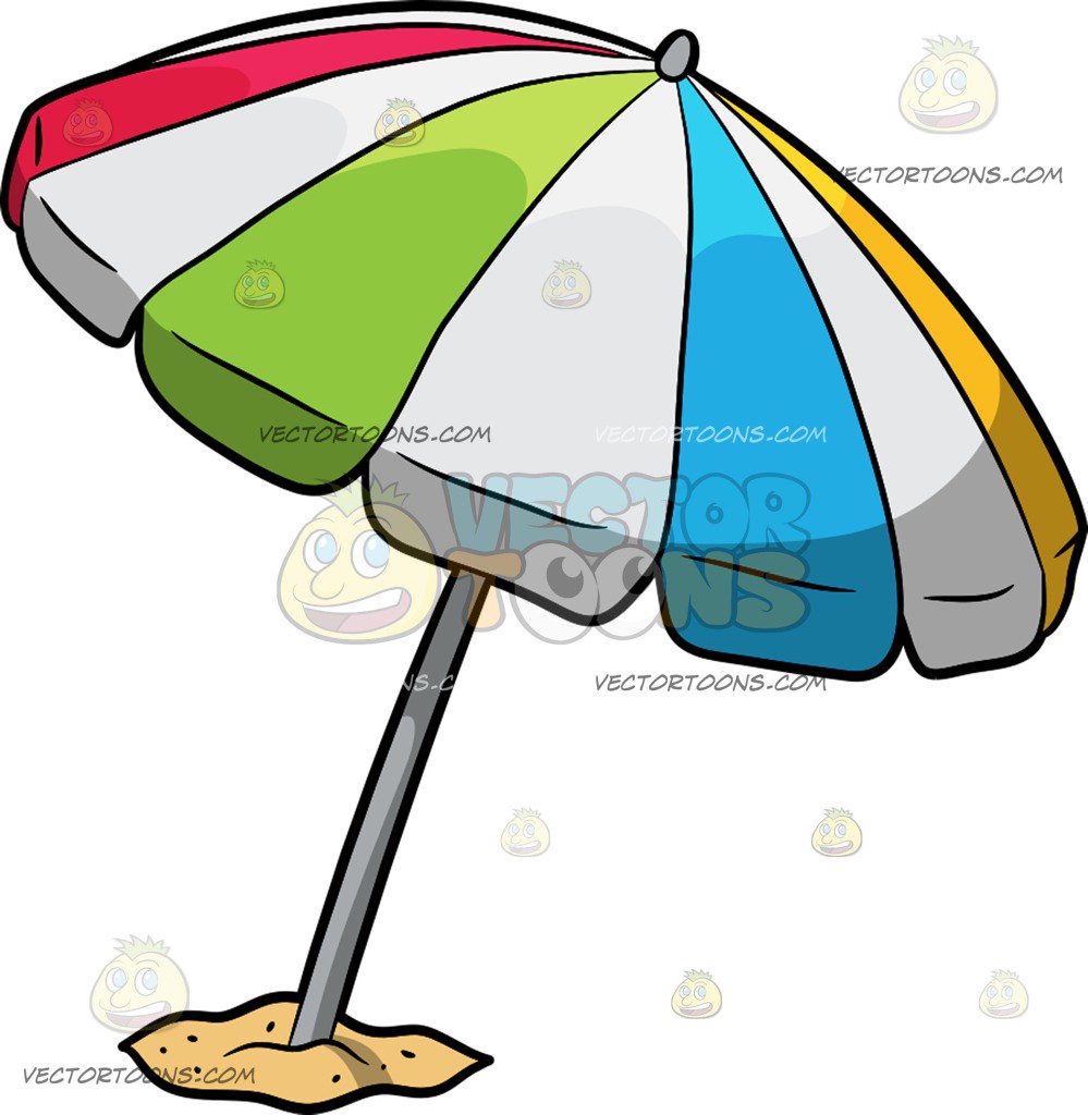 999x1024 A Beach Umbrella Cartoon Clipart Vector Toons