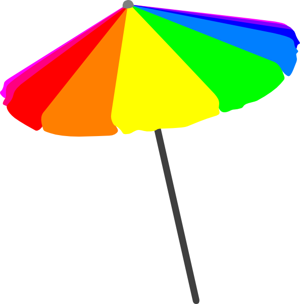 594x601 Beach Umbrella, Primary Clip Art