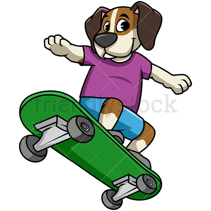 800x800 Beagle Dog Skateboarding Cartoon Vector Clipart