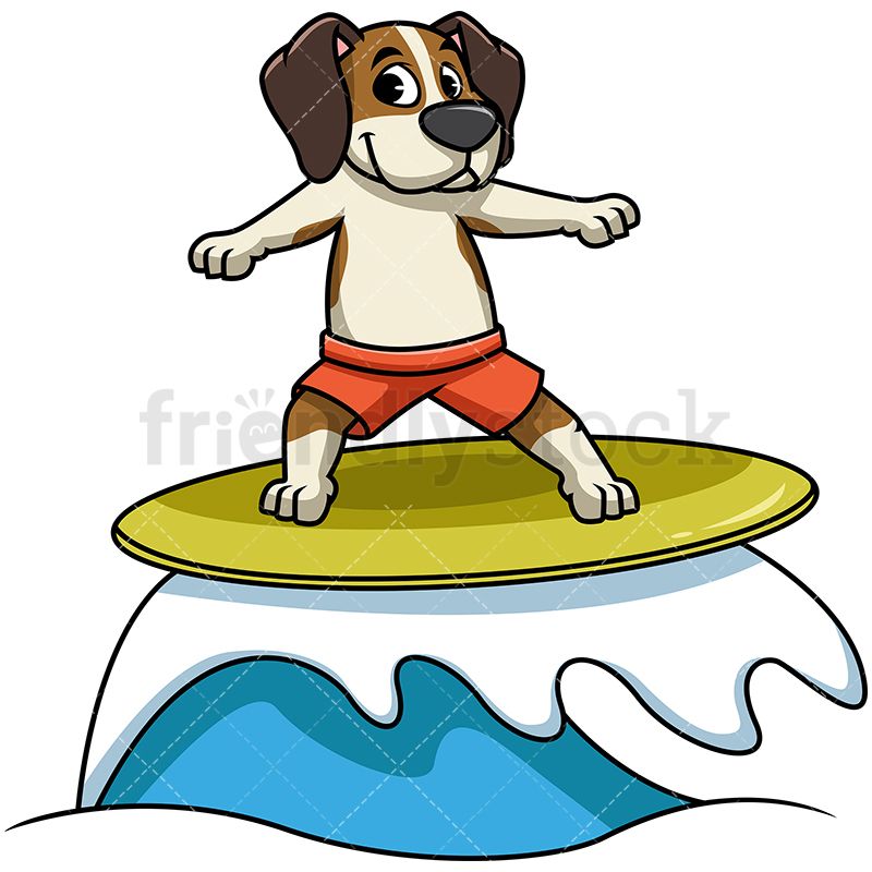 800x800 Beagle Dog Surfing A Big Wave Royalty Free Stock Vector