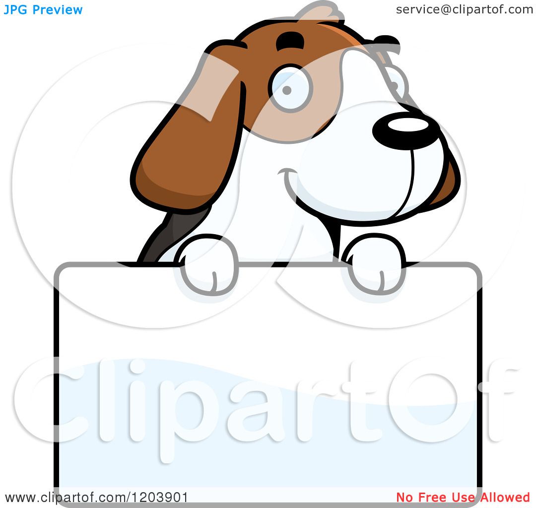 1080x1024 Cartoon Of A Cute Beagle Puppy Over A Sign