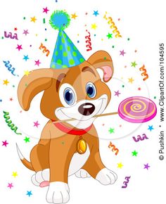 236x290 Cartoon Of A Cute Birthday Beagle Puppy Dog With Party Balloons