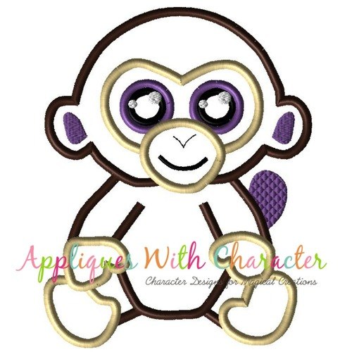 500x500 Beanie Boo Monkey Applique Design By Appliques With Character