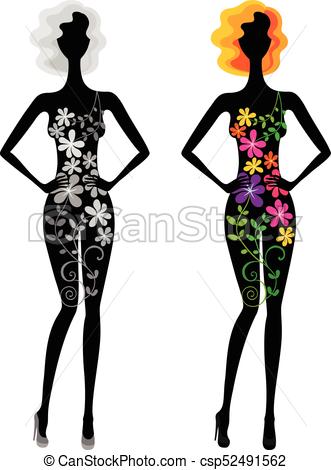 331x470 Young Beautiful Woman In Dress Of Flowers In Two Variations