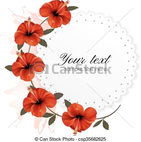 450x454 Holiday Background With Red Beautiful Flowers. Vector. Vector