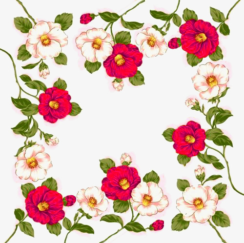 500x498 Beautiful Flowers Surrounded By A Border Free Buckle Material