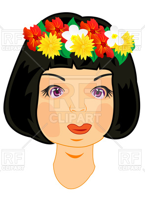 294x400 Beautiful Girl With Vein From Flowers On Head Royalty Free Vector