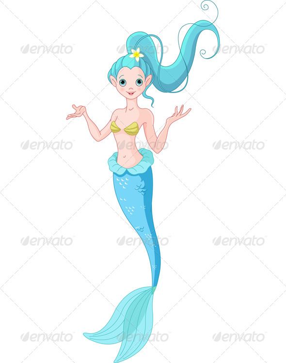 590x749 Cute Mermaid Presenting Art, Beautiful, Beauty, Cartoon